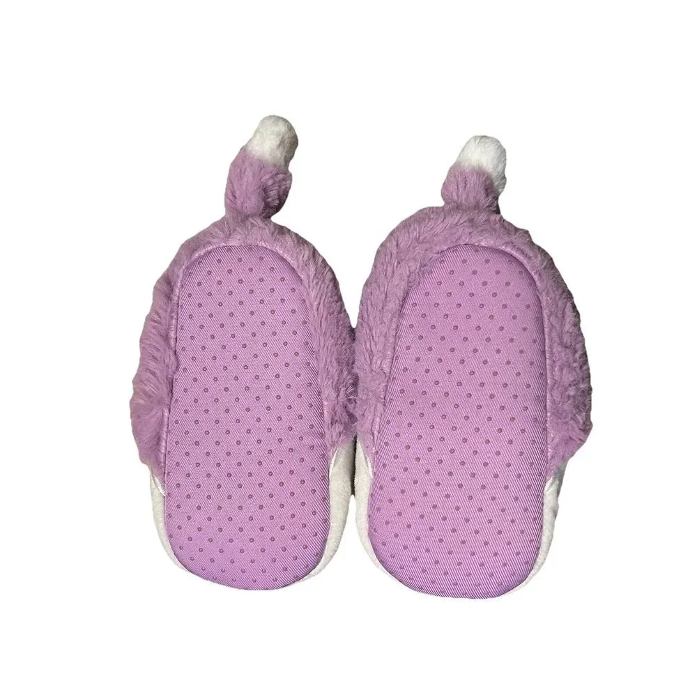 Purple Fox Fuzzy Baby Slippers, So Soft!! Carter's Size 5/6 With Skid Proof Sole